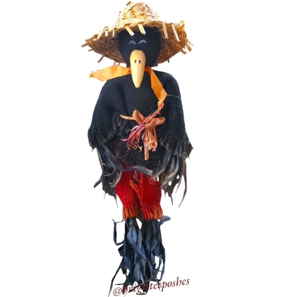 FALL THANKSGIVING HALLOWEEN 14" in. if Sitting, Scarecrow Straw Doll